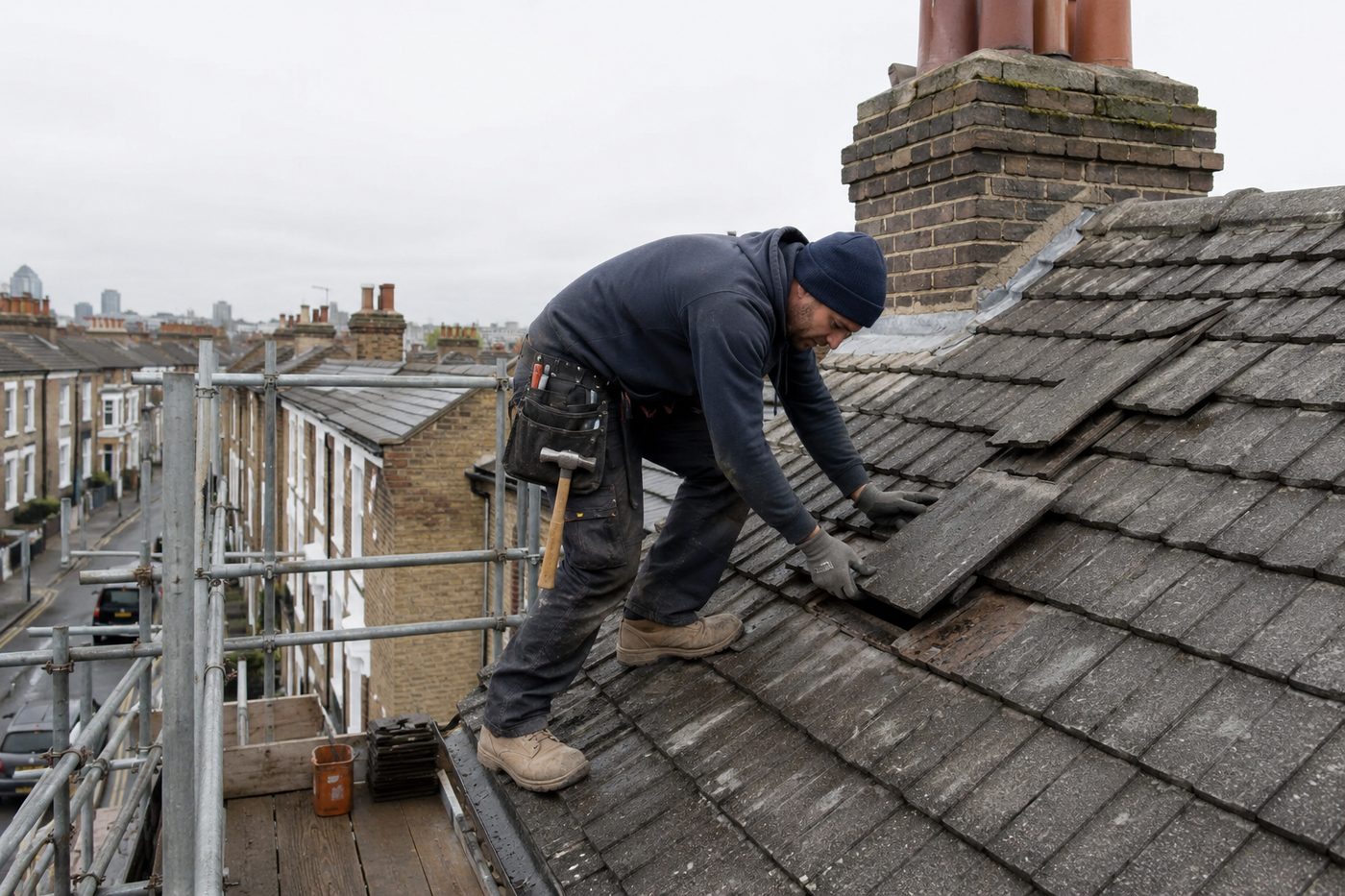 Attractive detached UK house with a well-maintained roof