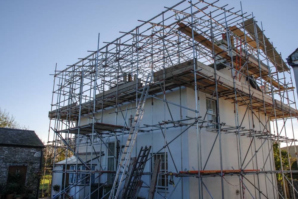 Home improvement roofing project in progress